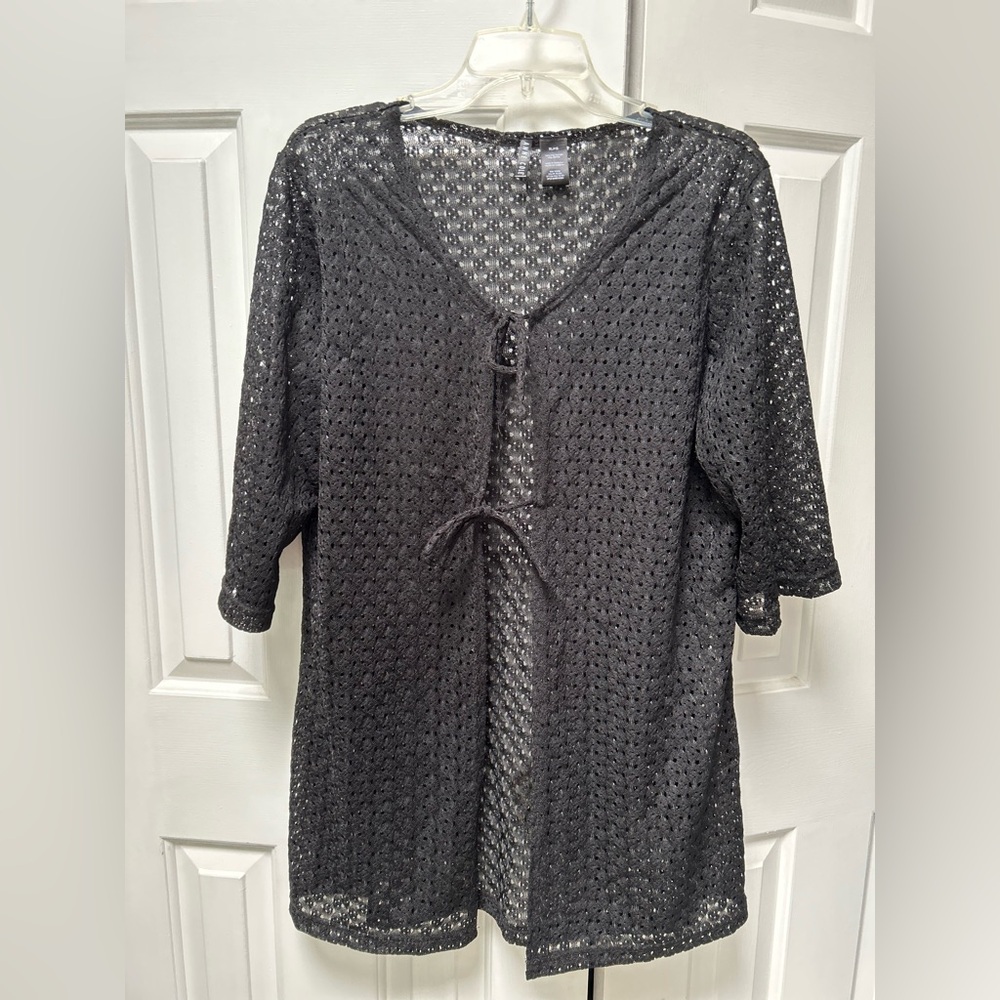 Anne Cole Black Crochet Swim Cover-Up, XL. Lacy.